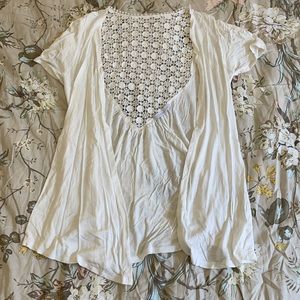 Charlotte Russe white lace cardigan shirt
